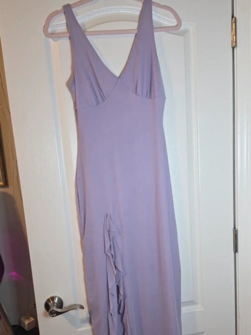 Lavender Ruffled-Slit Dress